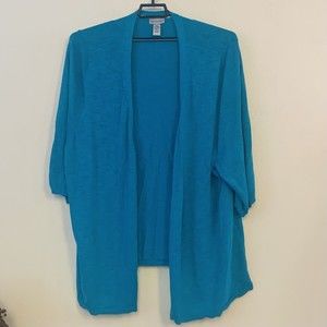 Catherines Aqua Cardigan Plus Size 5X 34/36 GUC Blue Knit